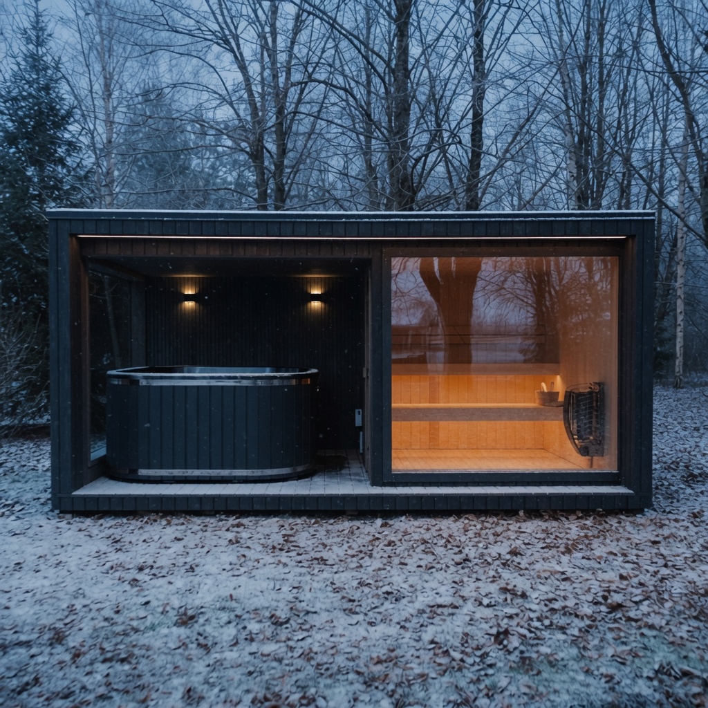 Berlin + Tub outdoor sauna model
